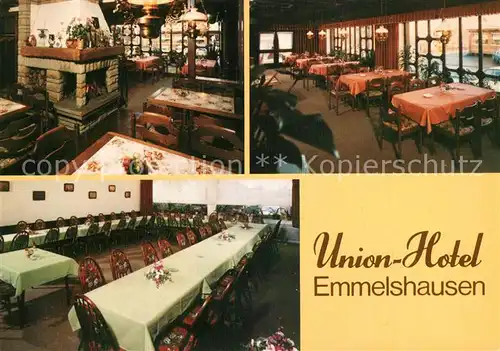 AK / Ansichtskarte Emmelshausen Union Hotel Restaurant Festtafel Kaminzimmer Emmelshausen