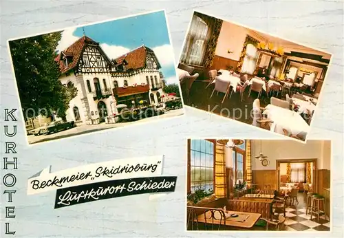 AK / Ansichtskarte Schieder Schwalenberg Kurhotel Beckmeier Restaurant Skidrioburg Schieder Schwalenberg