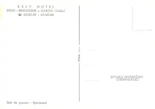 AK / Ansichtskarte Brenzone_Lago_di_Garda Rely Hotel Sala da pranzo Restaurant Brenzone_Lago_di_Garda