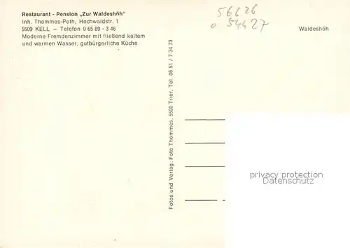 AK / Ansichtskarte Kell_See Restaurant Pension Zur Waldeshoeh Kell_See