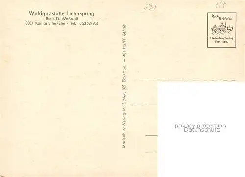 AK / Ansichtskarte Koenigslutter_Elm Waldgaststaette Lutterspring Koenigslutter Elm