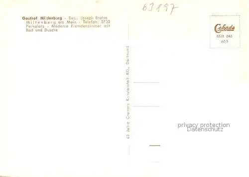 AK / Ansichtskarte Miltenberg_Main Gasthof Mildenburg Miltenberg Main