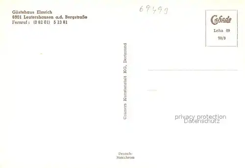AK / Ansichtskarte Leutershausen_Hirschberg_Bergstrasse G?stehaus Elmrich Leutershausen_Hirschberg
