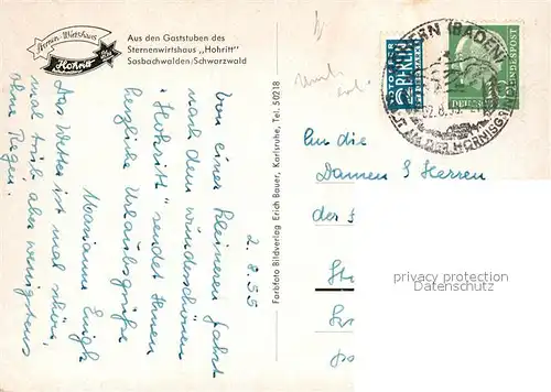 AK / Ansichtskarte Sasbachwalden Wirtshaus Hohritt  Sasbachwalden