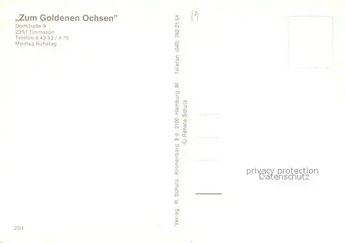 AK / Ansichtskarte Timmaspe Gasthaus Zum Goldenen Ochsen Timmaspe