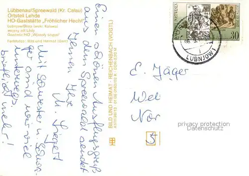 AK / Ansichtskarte Lehde Gastst?tte Fr?hlicher Hecht  Lehde