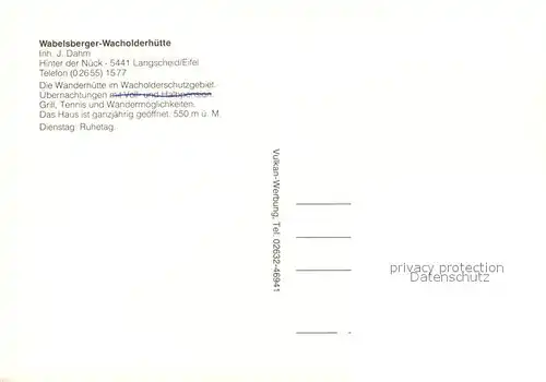 AK / Ansichtskarte Langscheid_Eifel Wabelsberger Wacholderh?tte  Langscheid Eifel