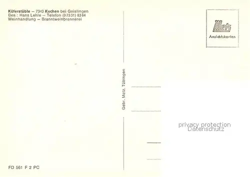 AK / Ansichtskarte Kuchen_Fils K?ferst?ble  Kuchen Fils