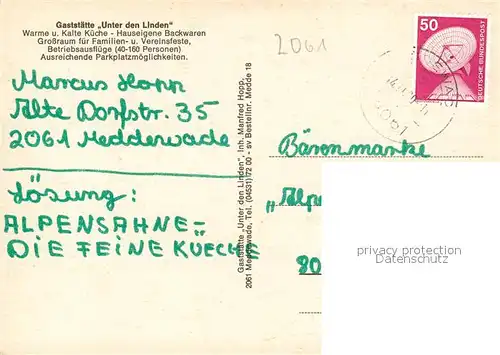 AK / Ansichtskarte Meddewade Gastst?tte Unter den Linden Meddewade