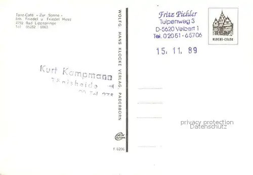 AK / Ansichtskarte Bad_Lippspringe Tanz Cafe Zur Sonne  Bad_Lippspringe