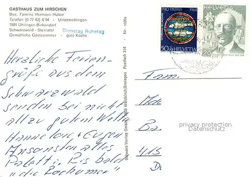 AK / Ansichtskarte uehlingen Birkendorf Gasthaus Zum Hirschen Terrasse Panorama uehlingen Birkendorf