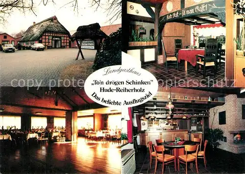 AK / Ansichtskarte Hude_Husum Landgasthaus  To n droegen Schinken Bar Gastraeume Hude_Husum