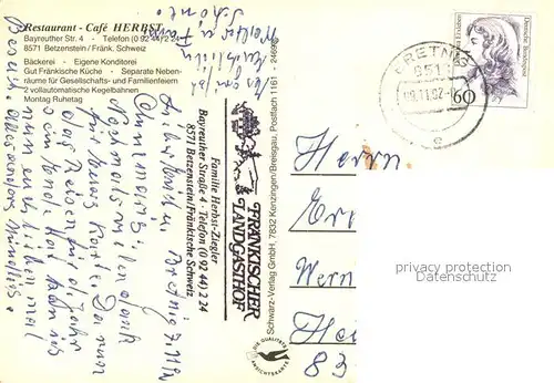 AK / Ansichtskarte Betzenstein Restaurant Cafe Herbst Betzenstein