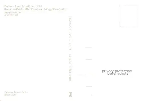 AK / Ansichtskarte Berlin Konsum Gaststaette Mueggelseeperle Mueggelstube Jagdkeller Berlin