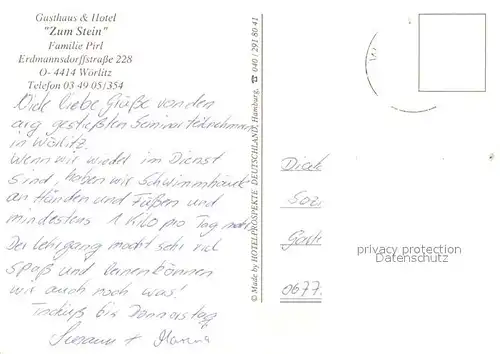 AK / Ansichtskarte Woerlitz Gasthaus Hotel Zum Stein Woerlitz