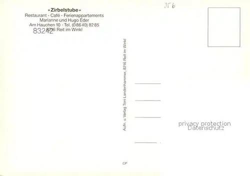 AK / Ansichtskarte Reit_Winkl Restaurant Cafe Zirbelstube Zimmer Reit_Winkl
