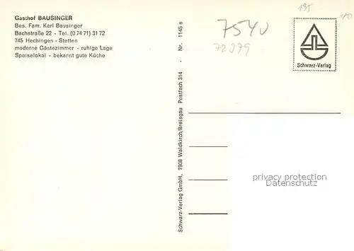 AK / Ansichtskarte Hechingen Gasthaus Bausinger Hechingen