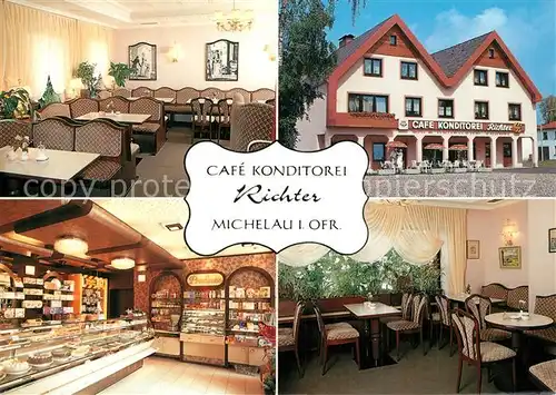 AK / Ansichtskarte Michelau_Oberfranken Cafe Konditorei Richter Gastraeume Verkaufstheke Michelau_Oberfranken
