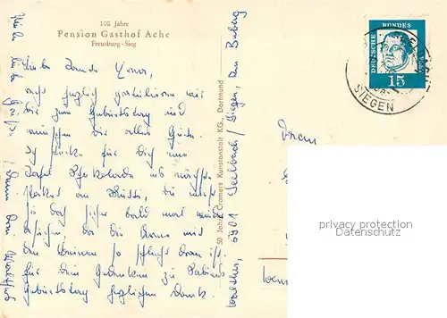 AK / Ansichtskarte Freusburg Pension Gasthof Ache Freusburg