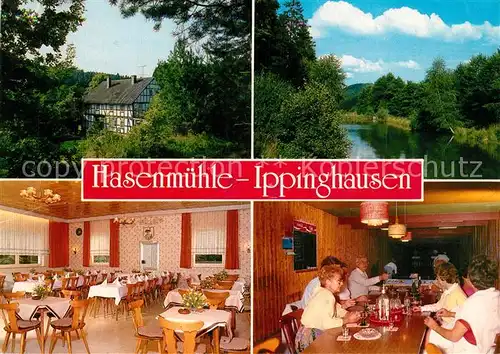AK / Ansichtskarte Ippinghausen Gasthaus Hasenmuehle Gastraeume See Ippinghausen