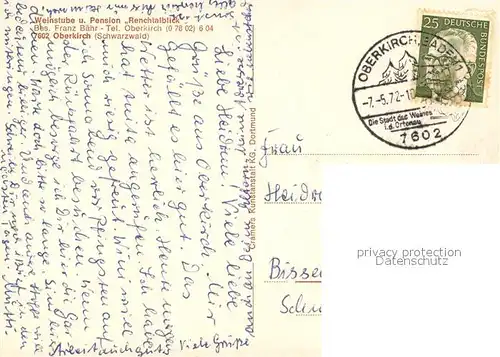 AK / Ansichtskarte Oberkirch_Baden Weinstube Pension Renchtalblick Gaststube Panorama Oberkirch_Baden