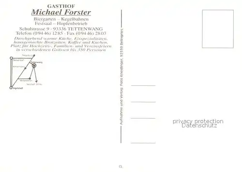 AK / Ansichtskarte Tettenwang_Altmuehl Gasthof Michael Forster Gastraeume Speisesaal Tettenwang Altmuehl