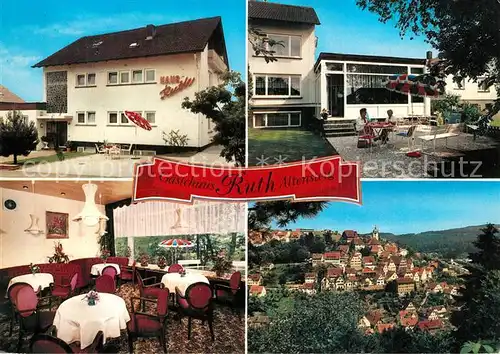 AK / Ansichtskarte Altensteig_Schwarzwald Gaestehaus Ruth Terrasse Gaststube Panorama Altensteig_Schwarzwald