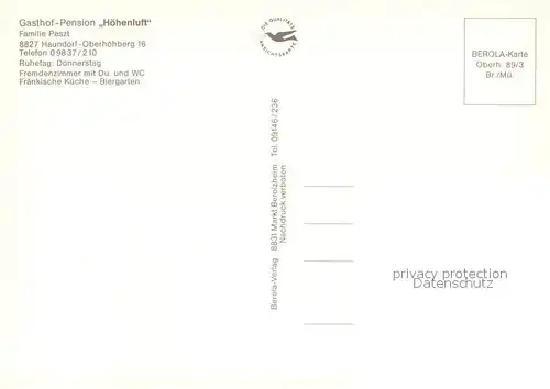 AK / Ansichtskarte Haundorf_Brombachsee Gasthof Pension Hoehenluft Bar Wassertreten Zimmer Terrasse Haundorf Brombachsee