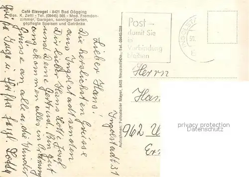 AK / Ansichtskarte Bad_Goegging Cafe Eisvogel Speisesaal Gartenterrasse Bad_Goegging