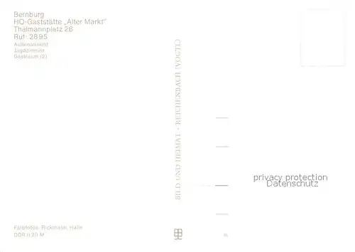 AK / Ansichtskarte Bernburg_Saale HO Gaststaette Alter Markt Jagdzimmer Gastraeume Bernburg_Saale