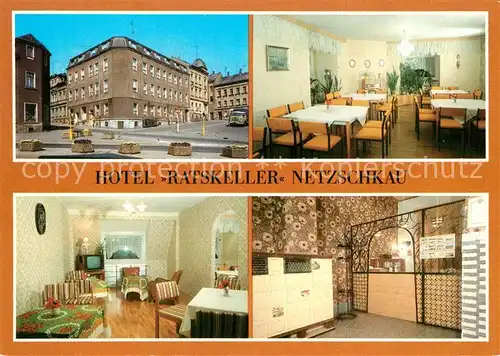 AK / Ansichtskarte Netzschkau Fruehstuecksraum Fernsehraum Rezeption Netzschkau