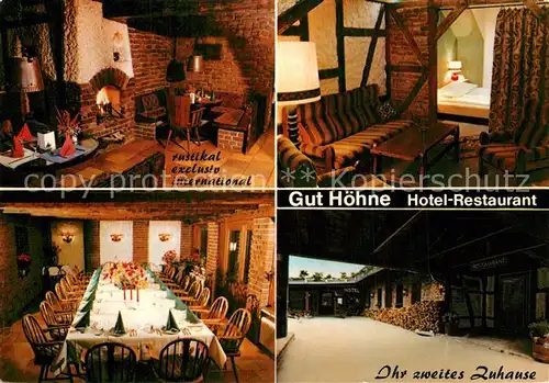 AK / Ansichtskarte Mettmann Gut Hoehne Hotel Restaurant Gastraeume Kaminzimmer Mettmann