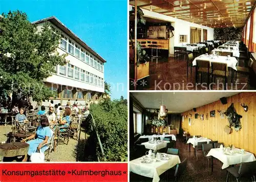 AK / Ansichtskarte Saalfeld_Saale Konsum Gaststaette Kulmberghaus Gnomenbar Jaegerstube Saalfeld_Saale