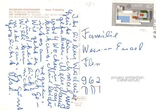 AK / Ansichtskarte Handorf_Muenster Wildpark Restaurant Haus Proebsting Handorf_Muenster