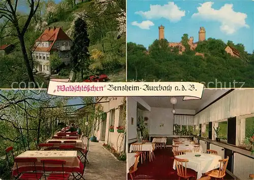 AK / Ansichtskarte Auerbach_Bergstrasse Waldschloesschen Cafe Restaurant Terrasse Gastraum Schloss Auerbach_Bergstrasse