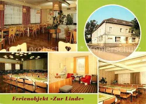 AK / Ansichtskarte Dreba Ferienobjekt Zur Linda Gaststube Saal Dreba