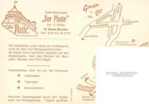 AK / Ansichtskarte Werden_Ruhr Cafe Restaurant Zur Platte Fernsicht Werden Ruhr