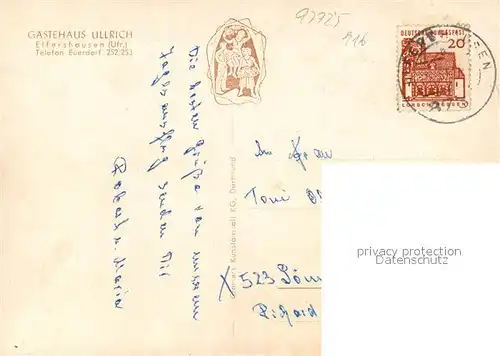 AK / Ansichtskarte Elfershausen_Unterfranken Gaestehaus Ullrich Garten Elfershausen Unterfranken