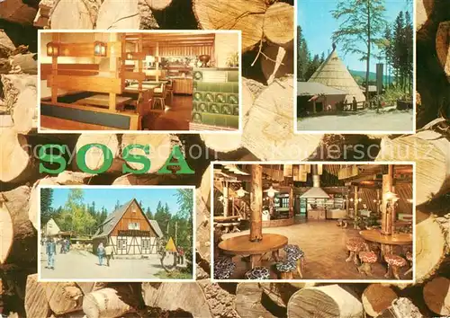 AK / Ansichtskarte Sosa_Erzgebirge Konsum Gaststaette Koehlerhuette und Meiler an Talsperre des Friedens Sosa Erzgebirge