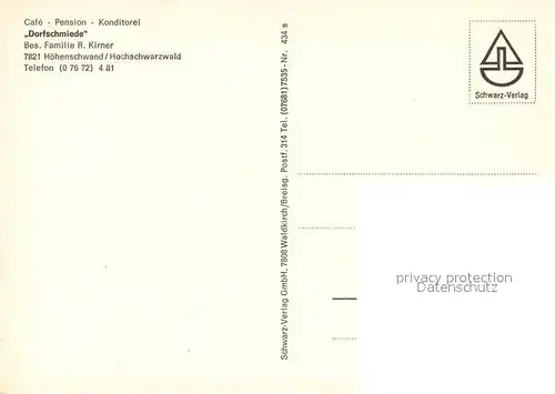 AK / Ansichtskarte Hoechenschwand Cafe Pension Konditorei Dorfschmiede Schwarzwald Hoechenschwand