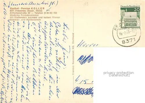 AK / Ansichtskarte Frauenau Gasthof Pension Koller Frauenau