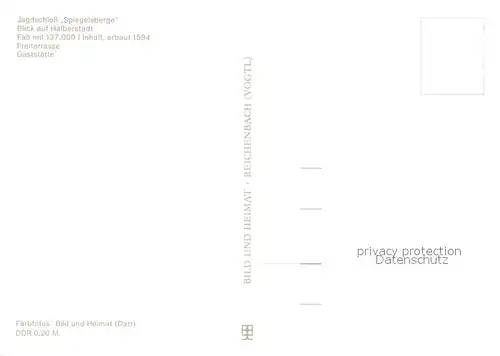 AK / Ansichtskarte Halberstadt Jagdschloss Spiegelsberge Restaurant Fass Blick auf die Stadt Halberstadt