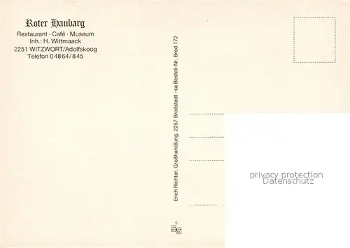 AK / Ansichtskarte Witzwort Restaurant Cafe Museum Roter Haubarg Eiderstedter Trachten und Pesel Witzwort