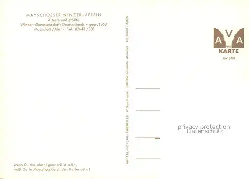 AK / Ansichtskarte Mayschoss Mayschosser Winzerverein Gastraum Mayschoss