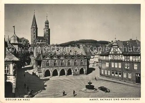 AK / Ansichtskarte Goslar Markt Rathaus und Marktkirche Goslar