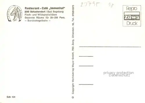 AK / Ansichtskarte Schackendorf_Bad_Segeberg Restaurant Cafe Immenhof Schackendorf_Bad_Segeberg