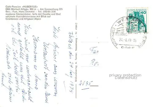 AK / Ansichtskarte Wertach Cafe Pension Hubertus Wertach