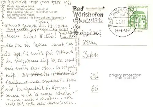 AK / Ansichtskarte Hartenthal Gastst?tte Alpenblick Hartenthal