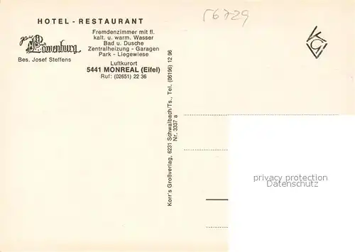 AK / Ansichtskarte Monreal_Eifel Hotel Restaurant Haus L?wenburg Monreal Eifel