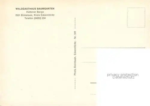 AK / Ansichtskarte Bistensee Waldgasthaus Baumgarten Bistensee